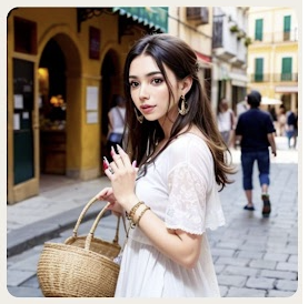 スペイン人 美女 街中 AI画像生成